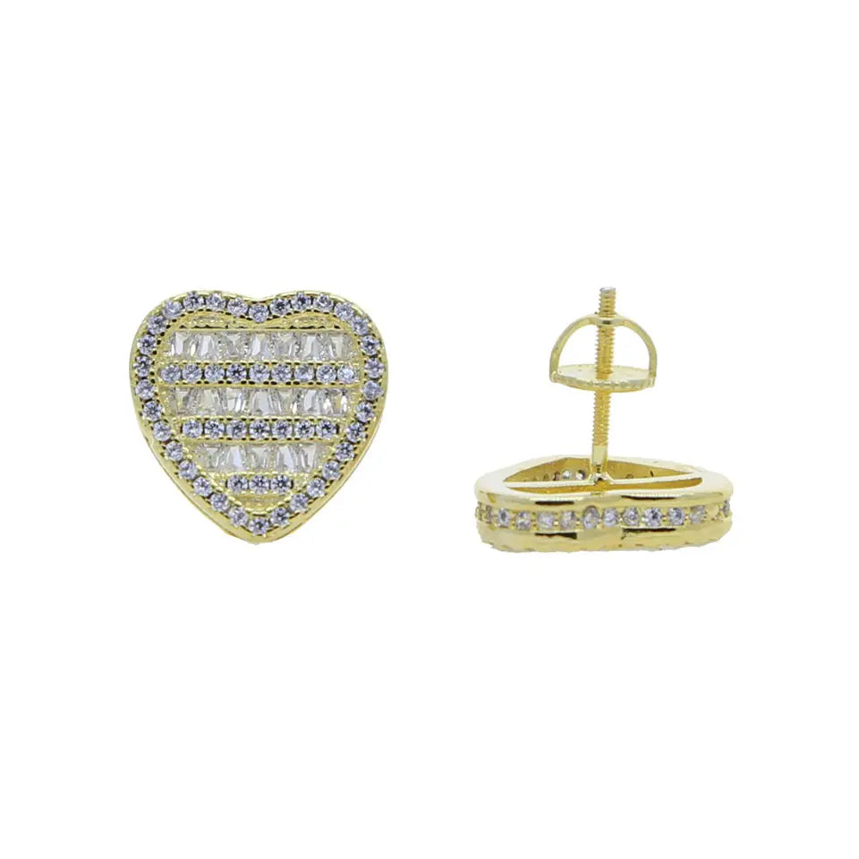 Valentine's Day Gift Wedding Iced Out Bling Rectangle CZ Paved Heart Shaped Earring Ring Necklace Women Jewelry Set-9