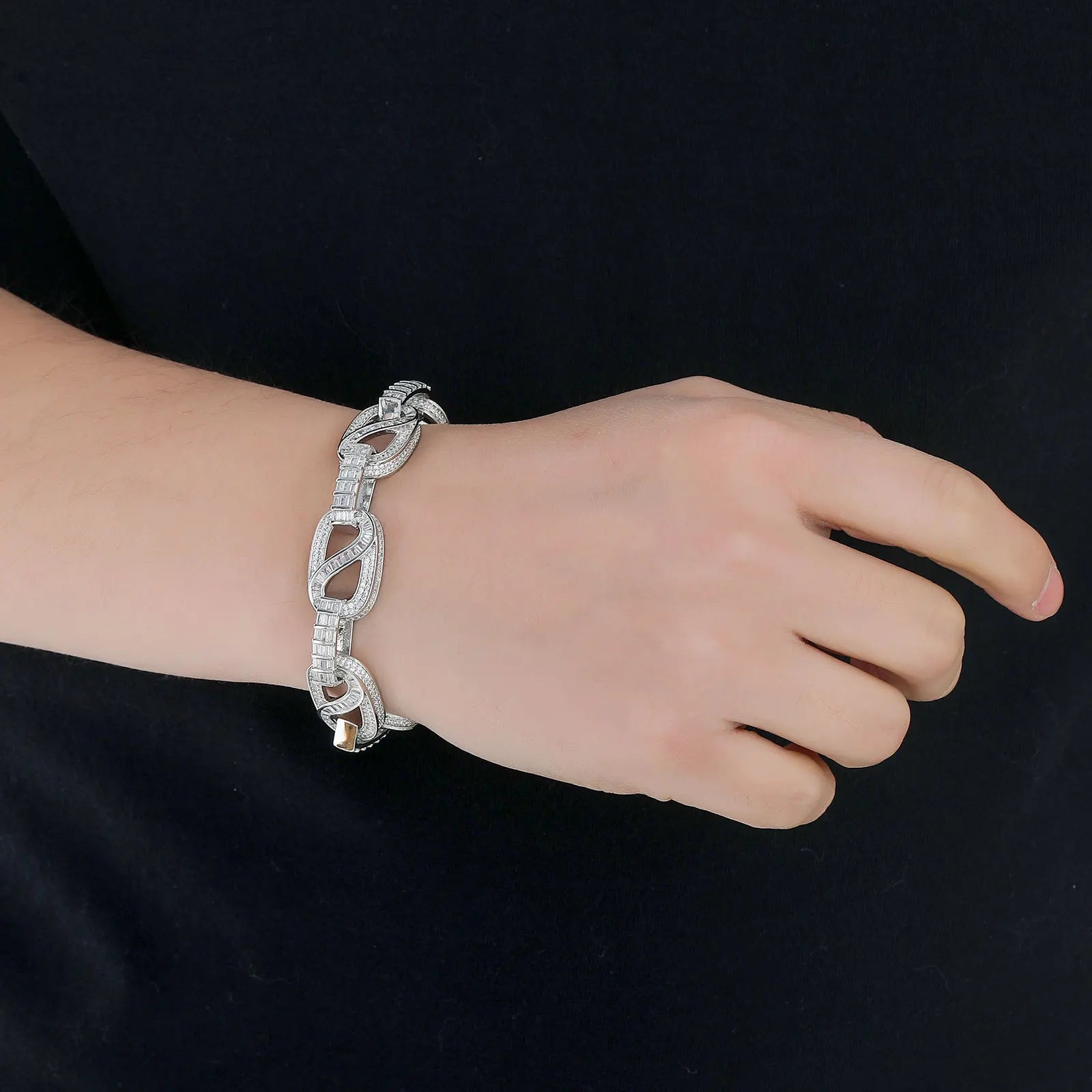 BES New Hip Hop 15MM Brass Mixed Zircon Personalized Circular Bracelet Full Diamond Trendy Brand Bracelet Jewelry for Men-2