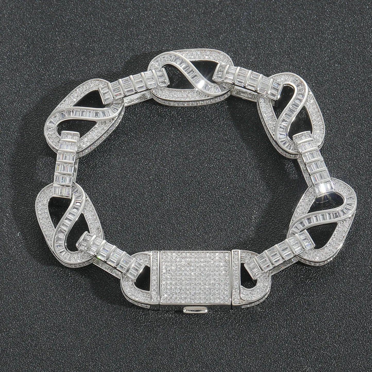 BES New Hip Hop 15MM Brass Mixed Zircon Personalized Circular Bracelet Full Diamond Trendy Brand Bracelet Jewelry for Men-4