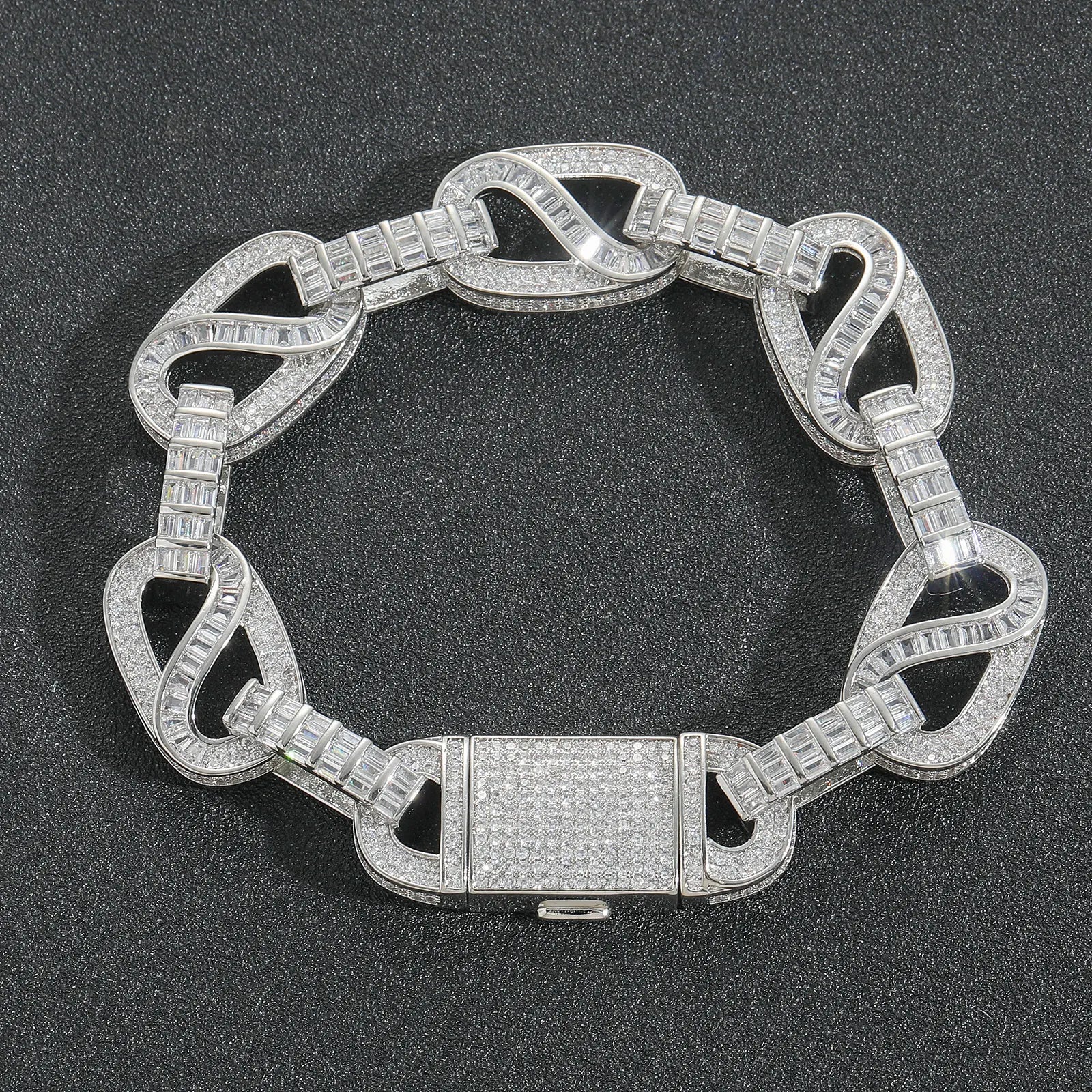 BES New Hip Hop 15MM Brass Mixed Zircon Personalized Circular Bracelet Full Diamond Trendy Brand Bracelet Jewelry for Men-4